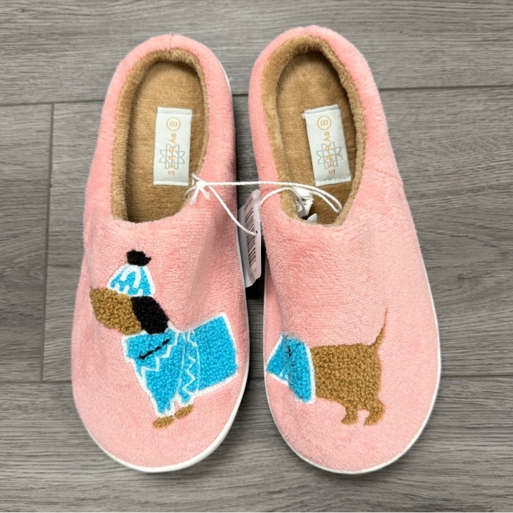 Serra Pink Plush Dachshund Slip-On Slippers - Picture 6 of 6